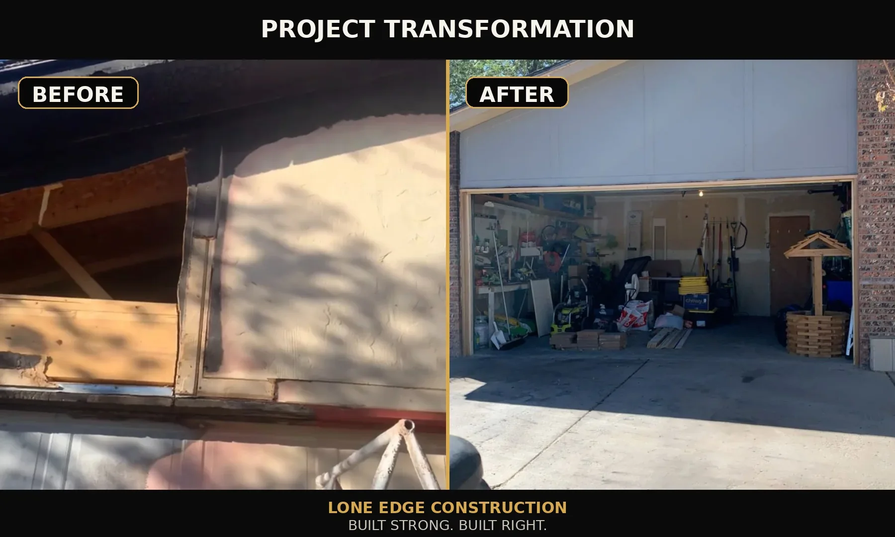 Before and after Lone Edge Construction restoration project