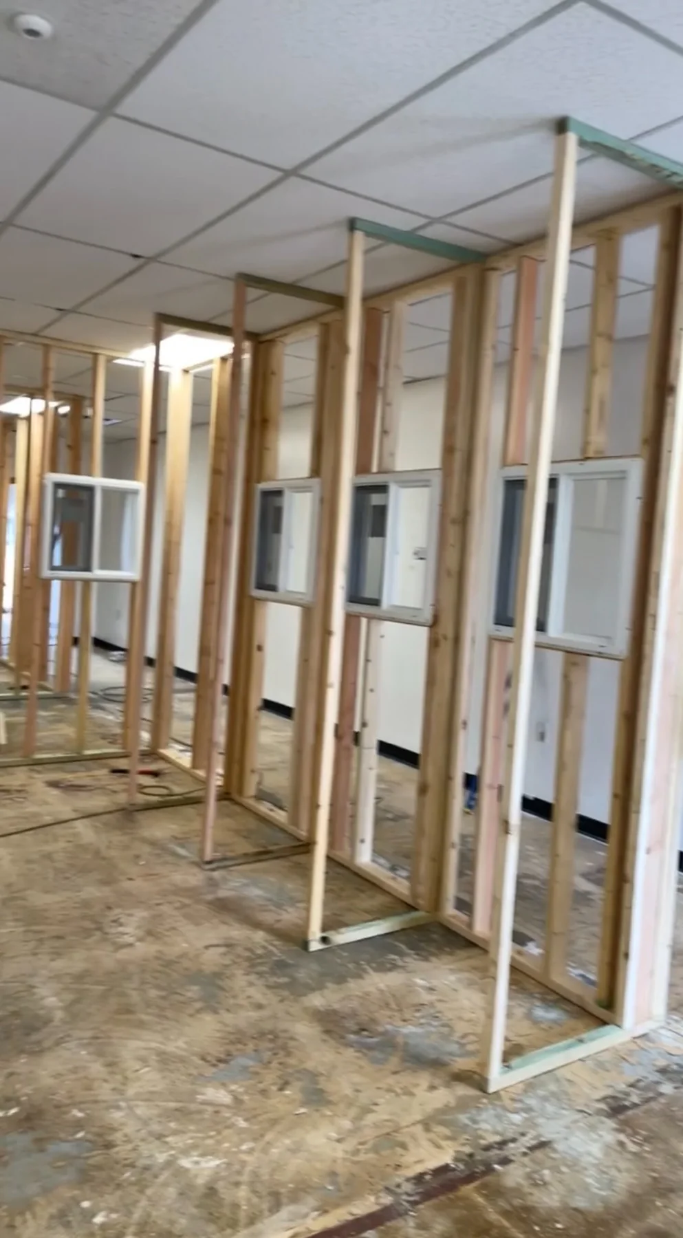 Commercial or office wall framing